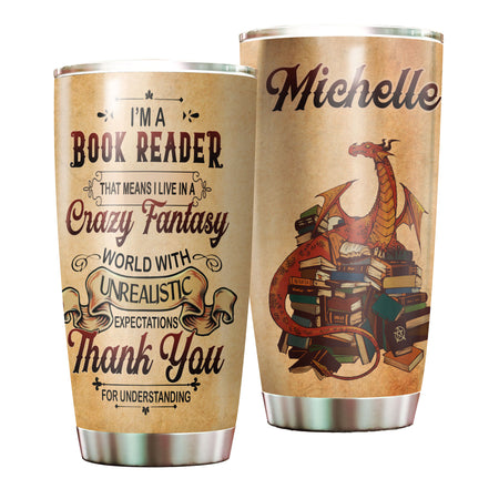 Camellia Personalized I'm A Book Reader Stainless Steel Tumbler - Double-Walled Insulation Vacumm Flask - Gift For Book Lovers, Nerd, International Book Day
