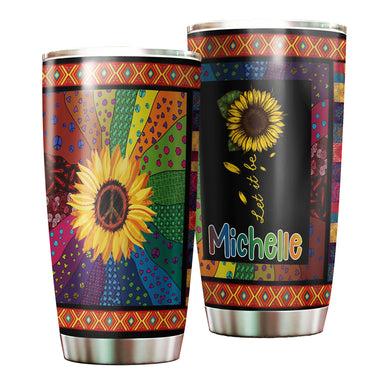 Camellia Personalized Hippie Sunflower Stainless Steel Tumbler-Double-Walled Insulation Travel Cup With Lid 01