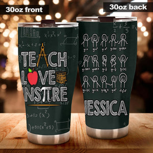 Camellia Personalized Teach Love Inspire Stainless Steel Tumbler-Sweat-Proof Double Wall Cup With Lid Gift For Math Teacher