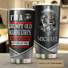 Camellia Personalized 3D Im A Grumpy Old Marine Corps Stainless Steel Tumbler - Customized Double-Walled Insulation Travel Thermal Cup With Lid