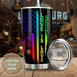 Camellia Persionalized LGBT Bear Love Is Love Stainless Steel Tumbler - Customized Double - Walled Insulation Travel Thermal Cup With Lid