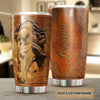 Camellia Personalized Wood Horse Stainless Steel Tumbler - Double-Walled Insulation Vacumm Flask - Gift For Horse Lovers, Cowgirls, Cowboys, Perfect Christmas, Thanksgiving Gift