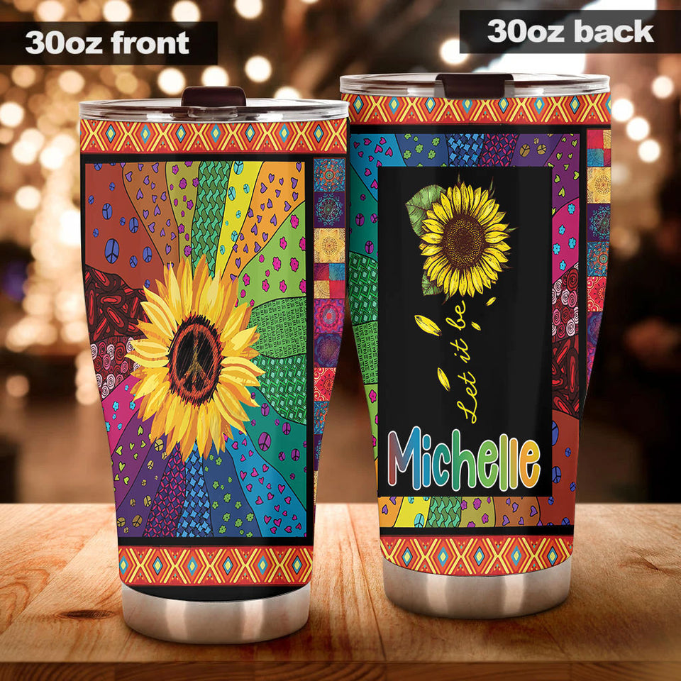 Camellia Personalized Hippie Sunflower Stainless Steel Tumbler-Double-Walled Insulation Travel Cup With Lid 01