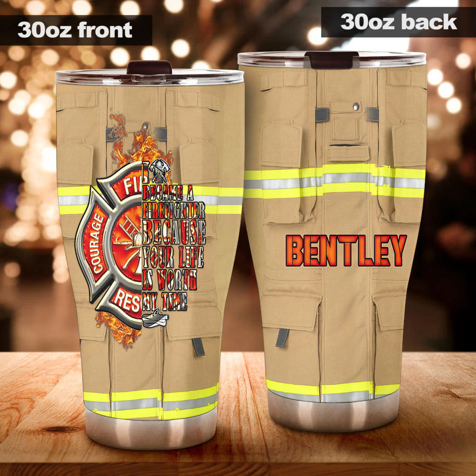 Camellia Personalized Firefighter Clothing Cover Stainless Steel Tumbler-Double-Walled Insulation Gift For Firefighter Fireman 02