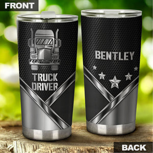 Camellia Personalized Truck Driver Stainless Steel Tumbler-Double-Walled Insulation Cup With Lid Gift For Trucker