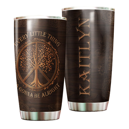 Camellia Persionalized Every Little Thing Is Gonna Be Alright Stainless Steel Tumbler - Customized Double - Walled Insulation Thermal Cup With Lid