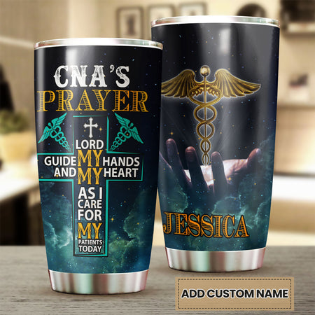 Camellia Personalized CNAs Prayer Stainless Steel Tumbler - Customized Double-Walled Insulation Travel Thermal Cup With Lid