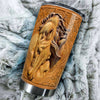 Camellia Personalized Wood Horse Stainless Steel Tumbler - Double-Walled Insulation Vacumm Flask - Gift For Horse Lovers, Cowgirls, Cowboys, Perfect Christmas, Thanksgiving Gift
