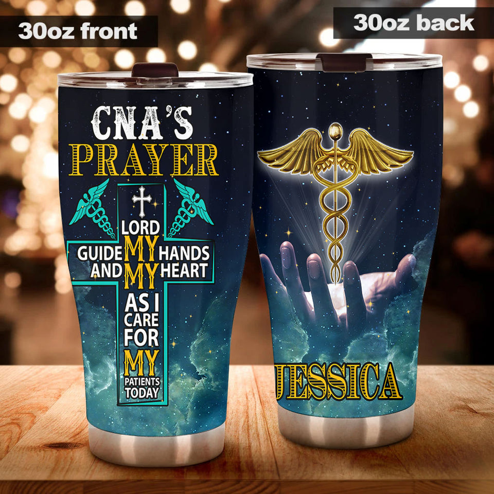 Camellia Personalized CNAs Prayer Stainless Steel Tumbler - Customized Double-Walled Insulation Travel Thermal Cup With Lid