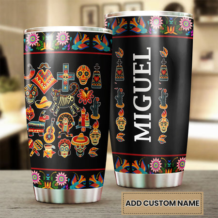 Camellia Personalized Mexico Sugar Skull Stainless Steel Tumbler-Double-Walled Insulation Travel Cup With Lid
