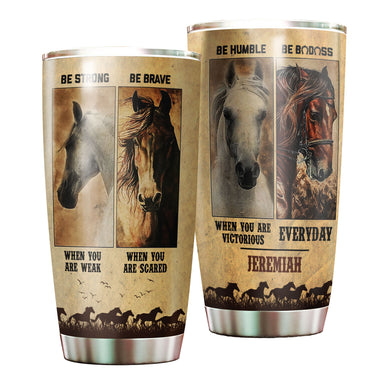 Camellia Personalized Horses Advice Stainless Steel Tumbler - Double-Walled Insulation Vacumm Flask - Gift For Horse Lovers, Cowgirls, Cowboys, Perfect Christmas, Thanksgiving Gift