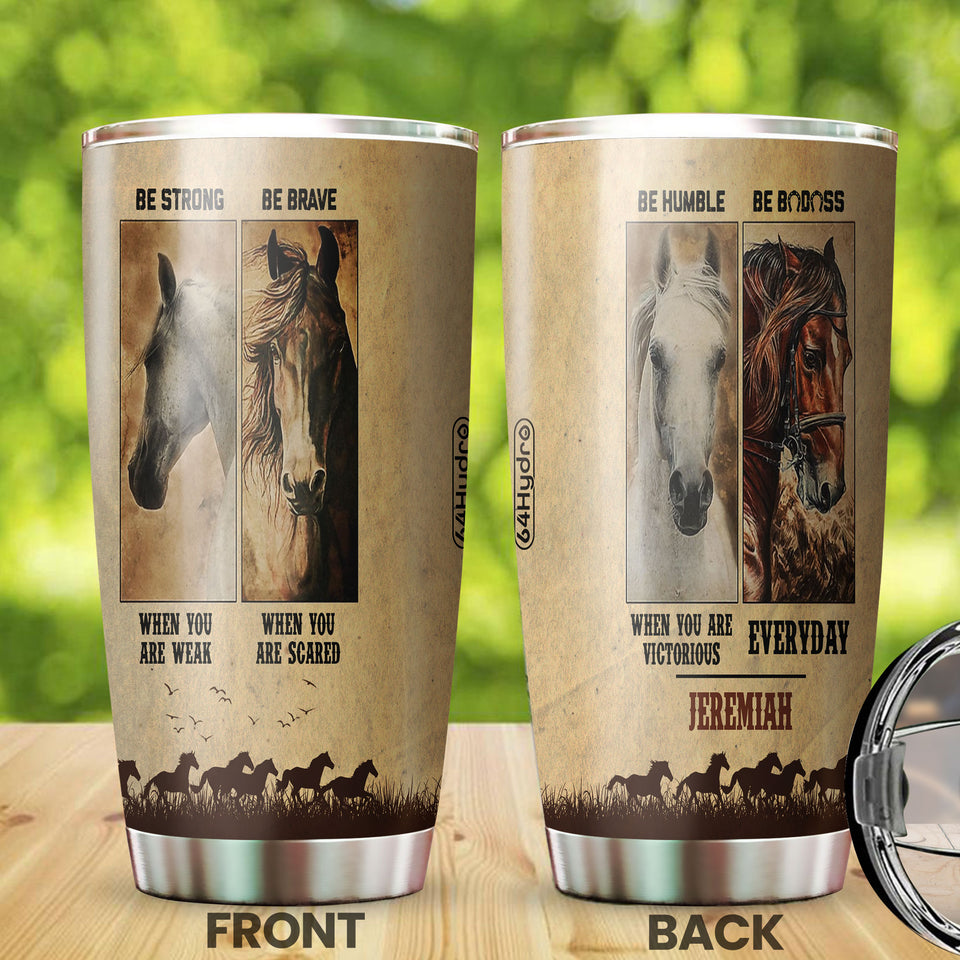 Camellia Personalized Horses Advice Stainless Steel Tumbler - Double-Walled Insulation Vacumm Flask - Gift For Horse Lovers, Cowgirls, Cowboys, Perfect Christmas, Thanksgiving Gift