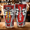 Camellia Personalized Drag Racing Stainless Steel Tumbler - Customized Double-Walled Insulation Travel Thermal Cup With Lid Gift For Racer
