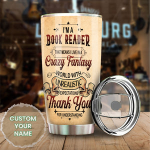 Camellia Personalized I'm A Book Reader Stainless Steel Tumbler - Double-Walled Insulation Vacumm Flask - Gift For Book Lovers, Nerd, International Book Day