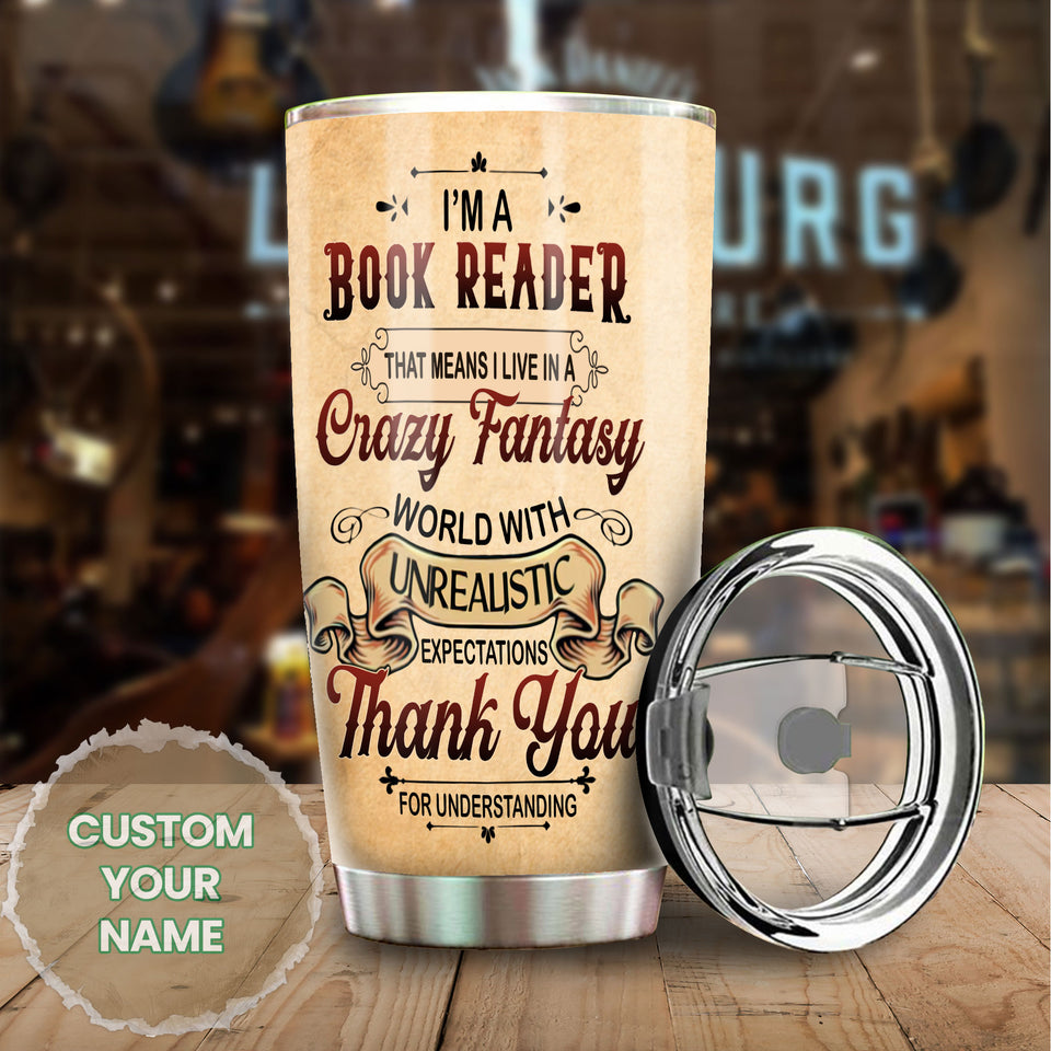 Camellia Personalized I'm A Book Reader Stainless Steel Tumbler - Double-Walled Insulation Vacumm Flask - Gift For Book Lovers, Nerd, International Book Day