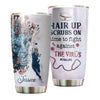 Camellia Personalized Doctor Hair Up Scrups On Time To Fight Against The Virus Stainless Steel Tumbler - Customized Double-Walled Insulation Travel Thermal Cup With Lid