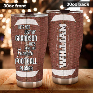 Camellia Personalized American Football To My Grandson Quotes Stainless Steel Tumbler - Double-Walled Insulation Vacumm Flask - For American Football Fans, Gift For Grandsons