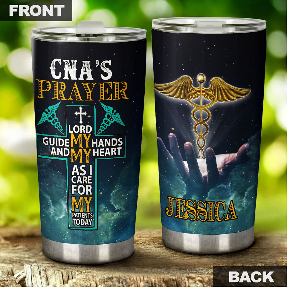 Camellia Personalized CNAs Prayer Stainless Steel Tumbler - Customized Double-Walled Insulation Travel Thermal Cup With Lid
