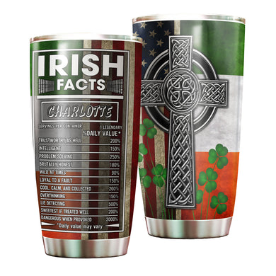 Camellia Persionalized Irish Fact Stainless Steel Tumbler - Customized Double - Walled Insulation Travel Thermal Cup With Lid