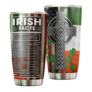 Camellia Persionalized Irish Fact Stainless Steel Tumbler - Customized Double - Walled Insulation Travel Thermal Cup With Lid