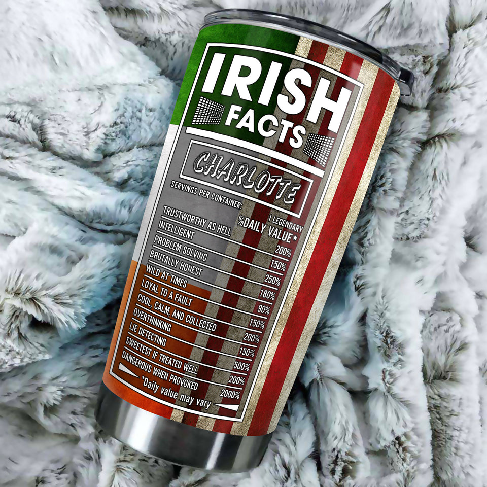 Camellia Persionalized Irish Fact Stainless Steel Tumbler - Customized Double - Walled Insulation Travel Thermal Cup With Lid