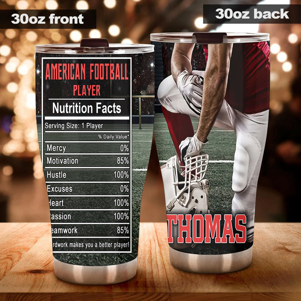 Camellia Personalized American Football Stainless Steel Tumbler - Double-Walled Insulation Vacumm Flask - Gift For American Football Fans