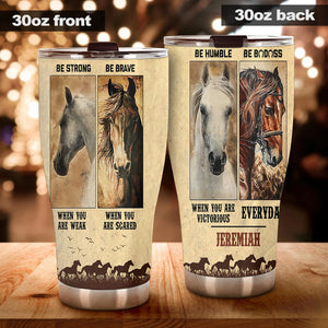 Camellia Personalized Horses Advice Stainless Steel Tumbler - Double-Walled Insulation Vacumm Flask - Gift For Horse Lovers, Cowgirls, Cowboys, Perfect Christmas, Thanksgiving Gift