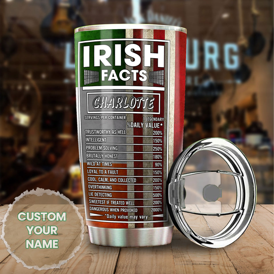 Camellia Persionalized Irish Fact Stainless Steel Tumbler - Customized Double - Walled Insulation Travel Thermal Cup With Lid