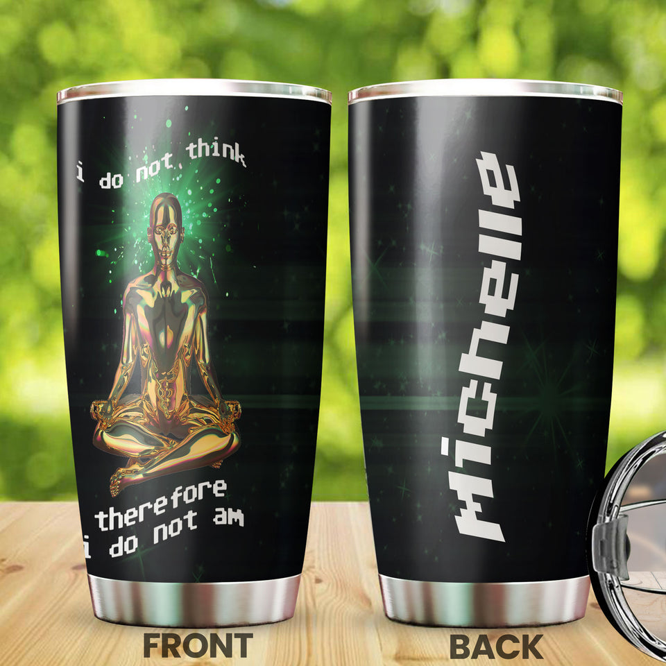 Camellia Persionalized 3D Meditation Stainless Steel Tumbler - Customized Double - Walled Insulation Thermal Cup With Lid Gift For Meditator Yoga Lover