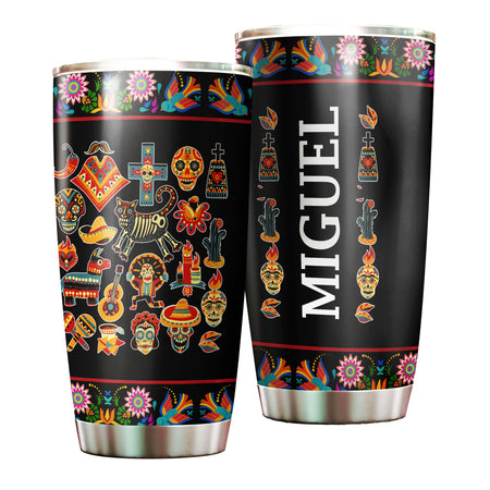 Camellia Personalized Mexico Sugar Skull Stainless Steel Tumbler-Double-Walled Insulation Travel Cup With Lid