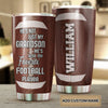 Camellia Personalized American Football To My Grandson Quotes Stainless Steel Tumbler - Double-Walled Insulation Vacumm Flask - For American Football Fans, Gift For Grandsons
