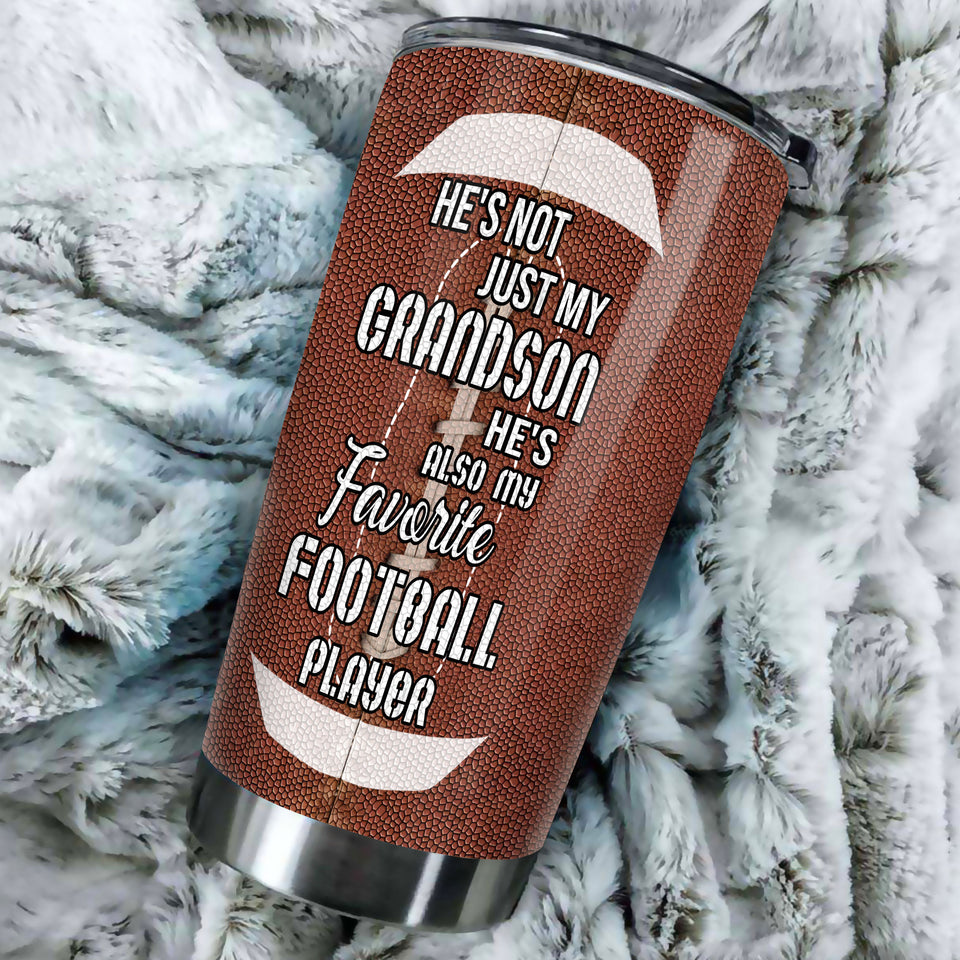 Camellia Personalized American Football To My Grandson Quotes Stainless Steel Tumbler - Double-Walled Insulation Vacumm Flask - For American Football Fans, Gift For Grandsons