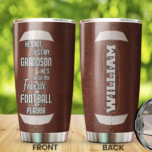 Camellia Personalized American Football To My Grandson Quotes Stainless Steel Tumbler - Double-Walled Insulation Vacumm Flask - For American Football Fans, Gift For Grandsons