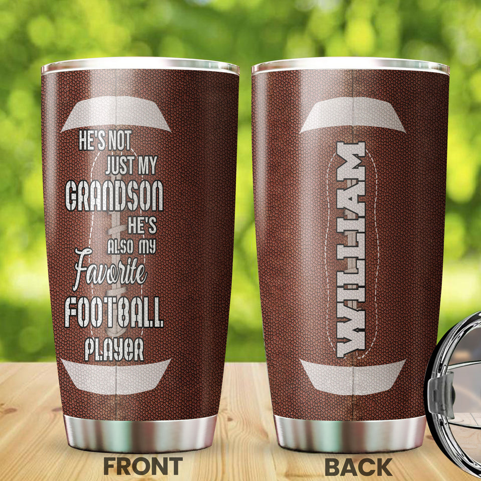 Camellia Personalized American Football To My Grandson Quotes Stainless Steel Tumbler - Double-Walled Insulation Vacumm Flask - For American Football Fans, Gift For Grandsons