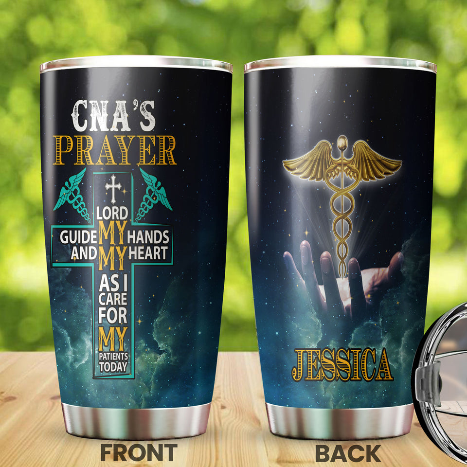 Camellia Personalized CNAs Prayer Stainless Steel Tumbler - Customized Double-Walled Insulation Travel Thermal Cup With Lid