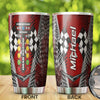 Camellia Personalized Drag Racing Stainless Steel Tumbler - Customized Double-Walled Insulation Travel Thermal Cup With Lid Gift For Racer