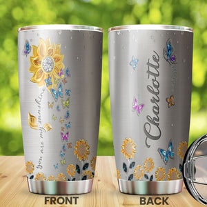 Camellia Personalized Butterfly You Are My Sunshine Stainless Steel Tumbler - Double-Walled Insulation Vacumm Flask - For Thanksgiving, Memorial Day, Christians, Christmas Gift