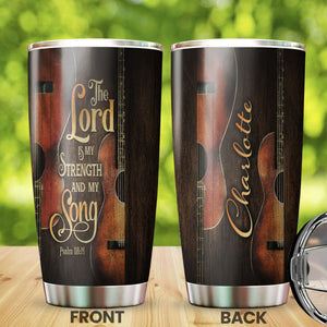 Camellia Personalized 3D Arcoustic Guitar Stainless Steel Tumbler - Customized Double-Walled Insulation Thermal Cup With Lid Gift For Guitarist