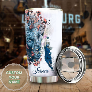 Camellia Personalized Doctor Hair Up Scrups On Time To Fight Against The Virus Stainless Steel Tumbler - Customized Double-Walled Insulation Travel Thermal Cup With Lid