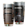 Camellia Personalized Black Truck Stainless Steel Tumbler - Double-Walled Insulation Vacumm Flask - Gift For Truck Drivers