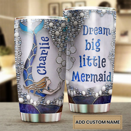 Camellia Personalized Dream Bijg Little Mermaid Stainless Steel Tumbler-Double-Walled Insulation Travel Cup With Lid