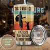 Camellia Personalized 3D Vintage Woman Pets Cats Play Guitar And Know Things Stainless Steel Tumbler - Customized Double-Walled Insulation Thermal Cup With Lid Gift For Guitarist