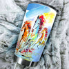 Camellia Personalized Horse Painting Art Stainless Steel Tumbler - Double-Walled Insulation Vacumm Flask - Gift For Horse Lovers, Cowgirls, Cowboys, Perfect Christmas, Thanksgiving Gift