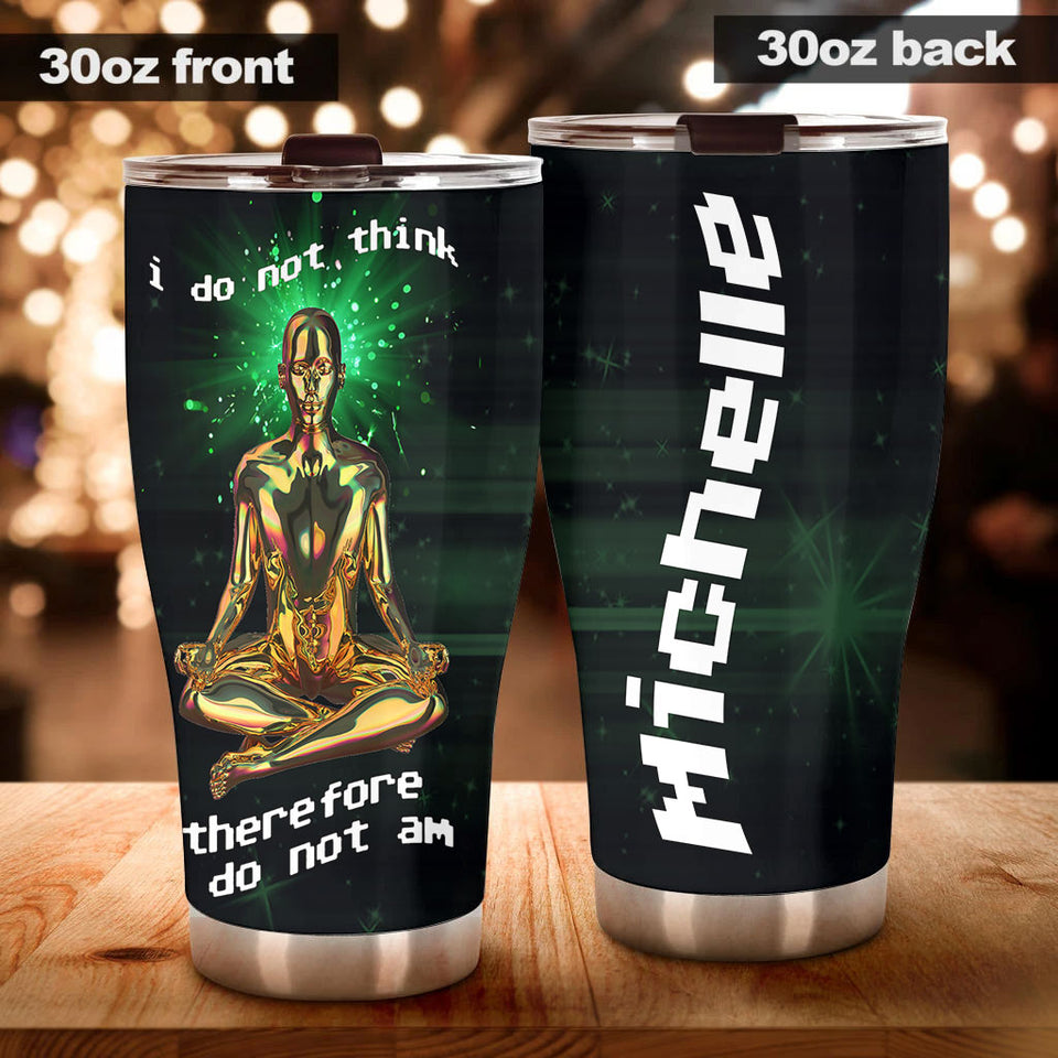 Camellia Persionalized 3D Meditation Stainless Steel Tumbler - Customized Double - Walled Insulation Thermal Cup With Lid Gift For Meditator Yoga Lover