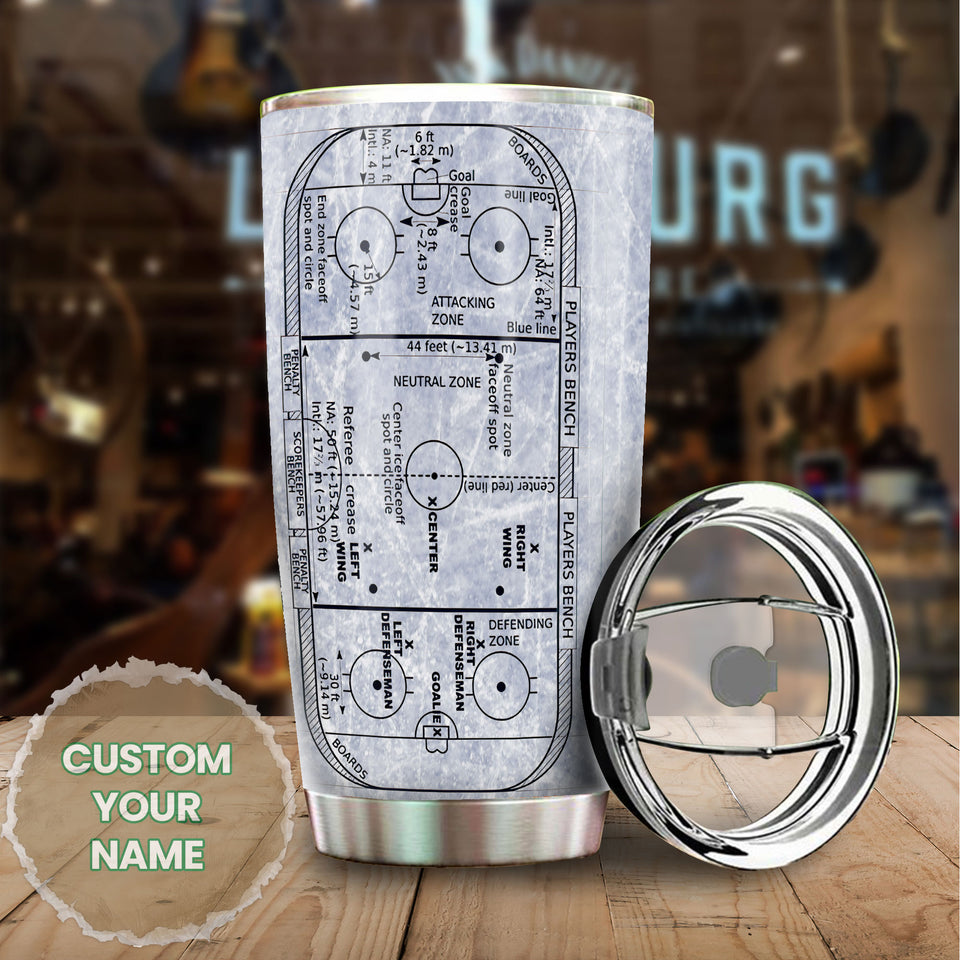 Camellia Personalized Ice Hockey Stainless Steel Tumbler-Double-Walled Insulation Cup With Lid Gift For Hockey Player