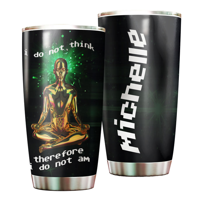Camellia Persionalized 3D Meditation Stainless Steel Tumbler - Customized Double - Walled Insulation Thermal Cup With Lid Gift For Meditator Yoga Lover