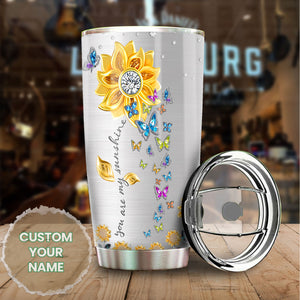 Camellia Personalized Butterfly You Are My Sunshine Stainless Steel Tumbler - Double-Walled Insulation Vacumm Flask - For Thanksgiving, Memorial Day, Christians, Christmas Gift