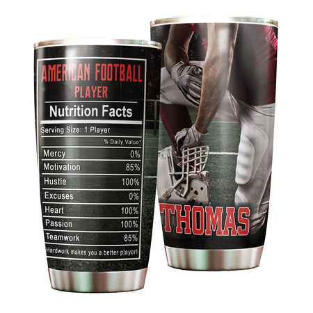 Camellia Personalized American Football Stainless Steel Tumbler - Double-Walled Insulation Vacumm Flask - Gift For American Football Fans