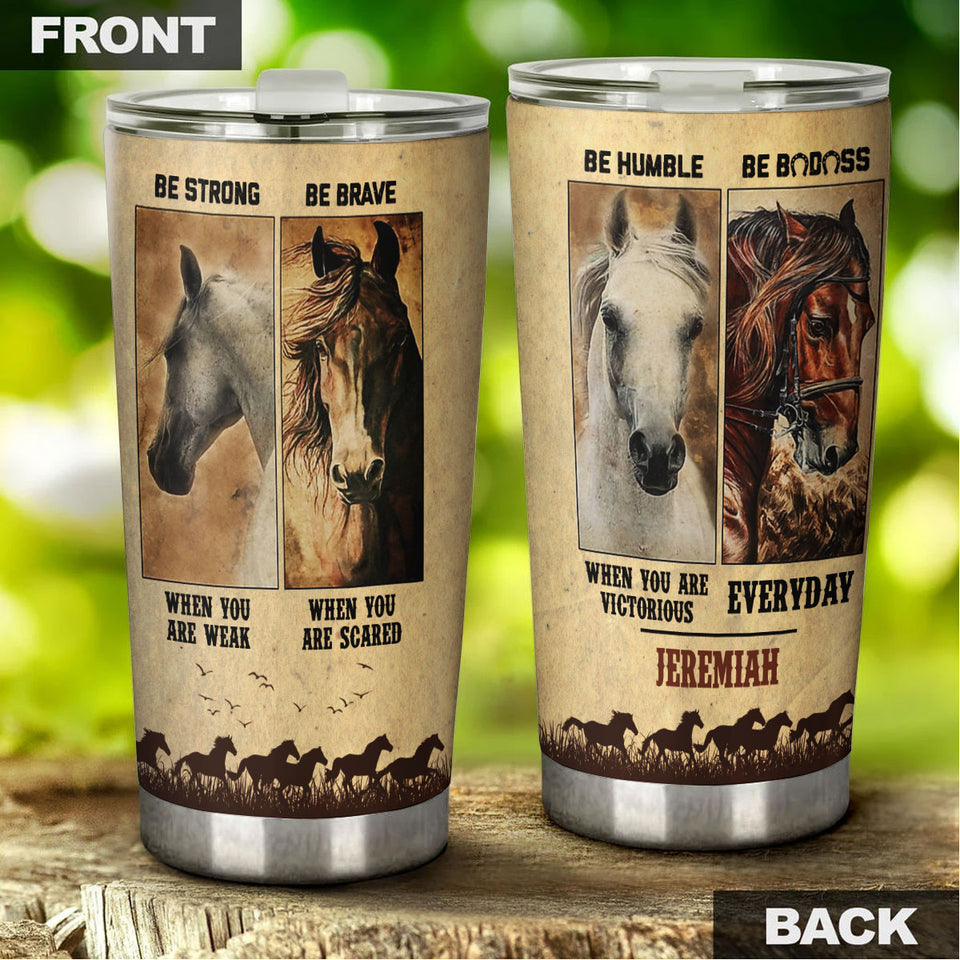 Camellia Personalized Horses Advice Stainless Steel Tumbler - Double-Walled Insulation Vacumm Flask - Gift For Horse Lovers, Cowgirls, Cowboys, Perfect Christmas, Thanksgiving Gift
