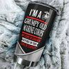 Camellia Personalized 3D Im A Grumpy Old Marine Corps Stainless Steel Tumbler - Customized Double-Walled Insulation Travel Thermal Cup With Lid